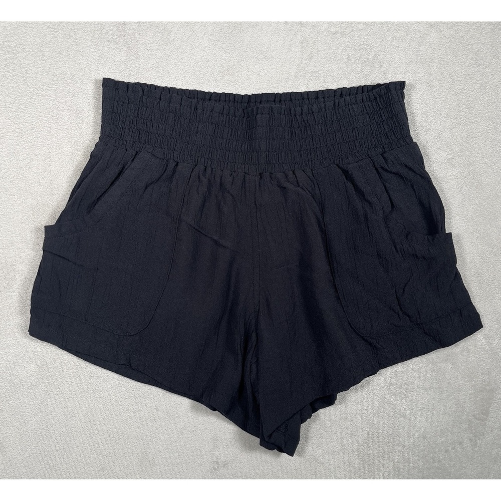 prAna Tencel Modal Shorts Womens Small Black Elastic Waist Pockets 1968141